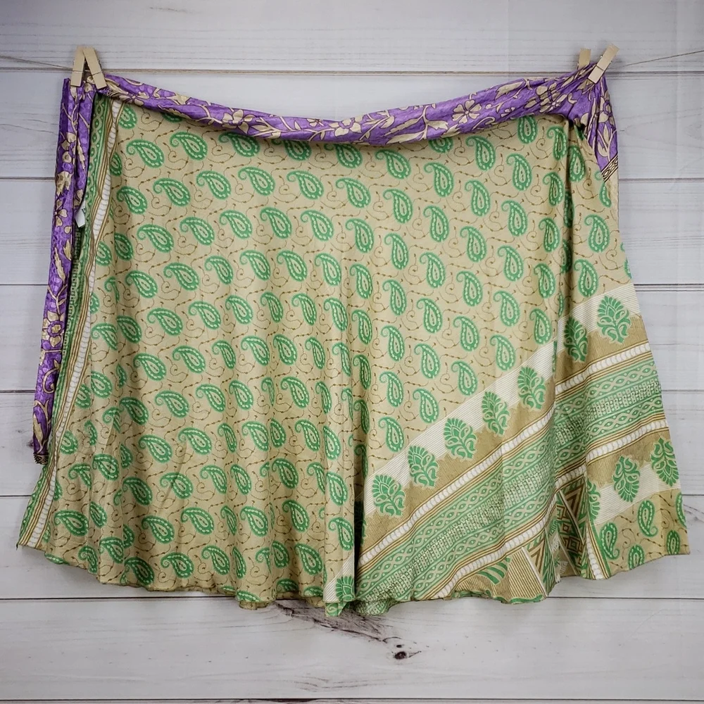 Darn Good Yarn Sari Silk Wrap Skirt Tea Goddess - Picture 6 of 16